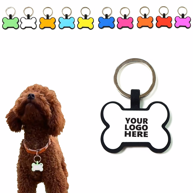 Multicolor Silicone Double-Sided Blank Bone Shape Tag