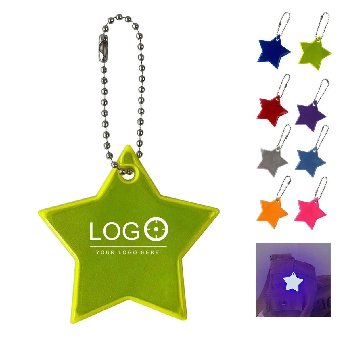 Reflective PVC Star Safety Keychain 1