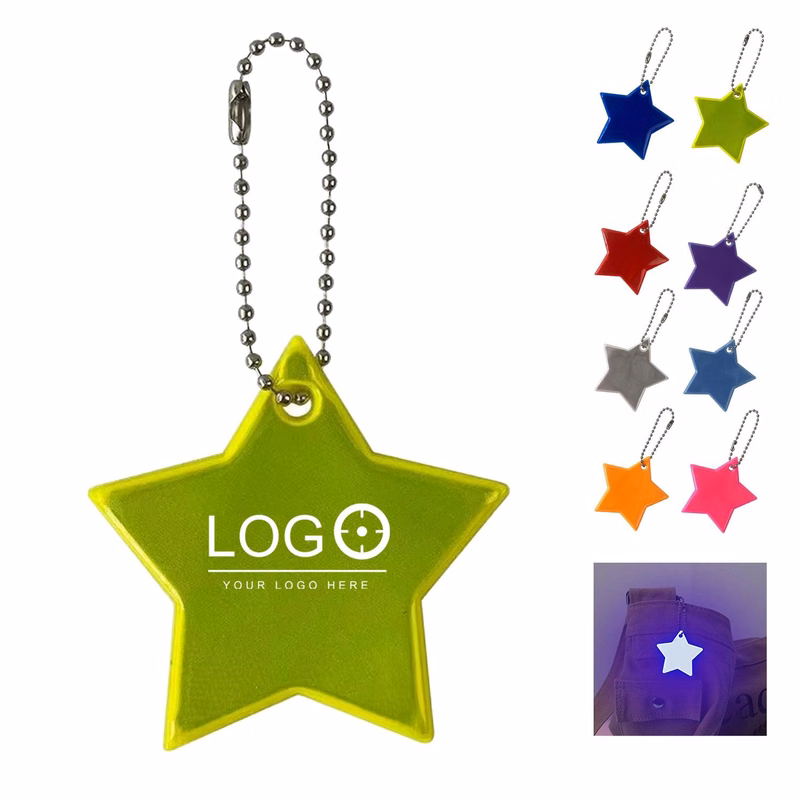 Reflective PVC Star Safety Keychain