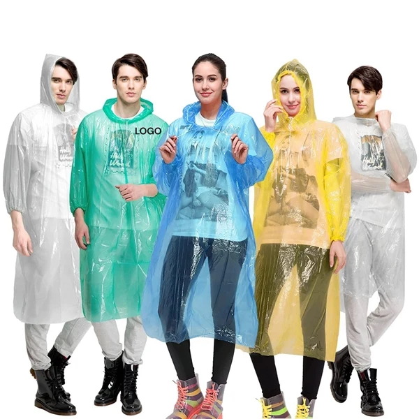 Custom Portable Drawstring Hood Poncho — Lightweight Outdoor Event Rain Gear 1