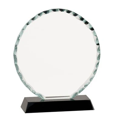 7" ROUND FACET GLASS ON BLACK BASE TROPHY 1