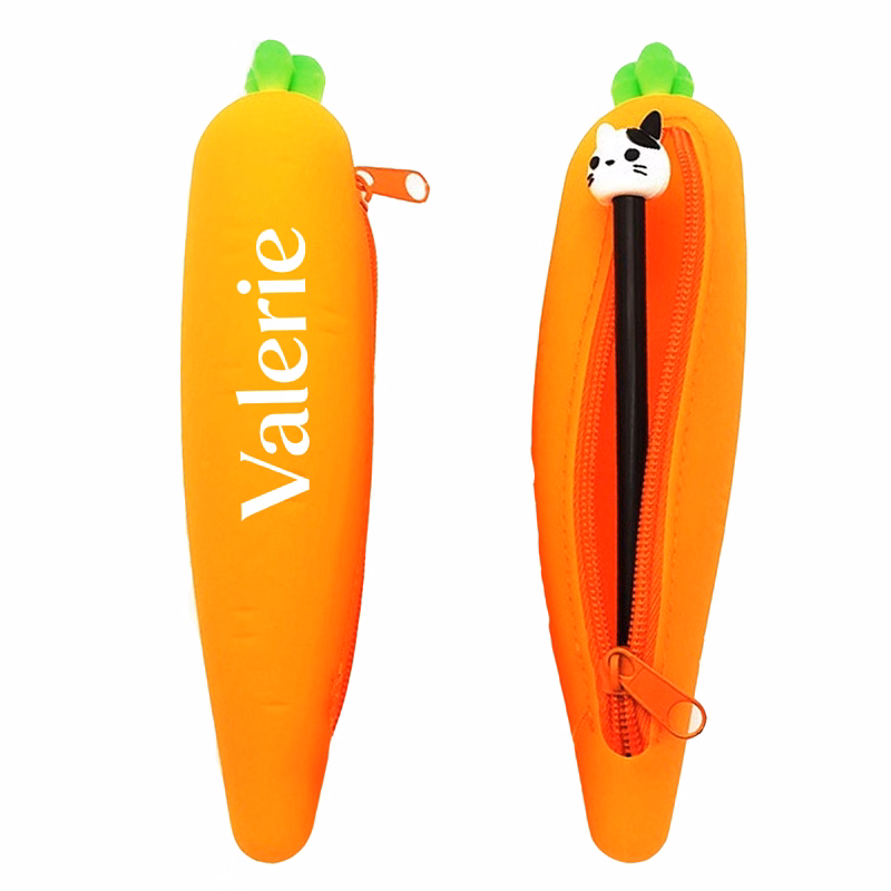Carrot Shape Silicon Pencil Pouch