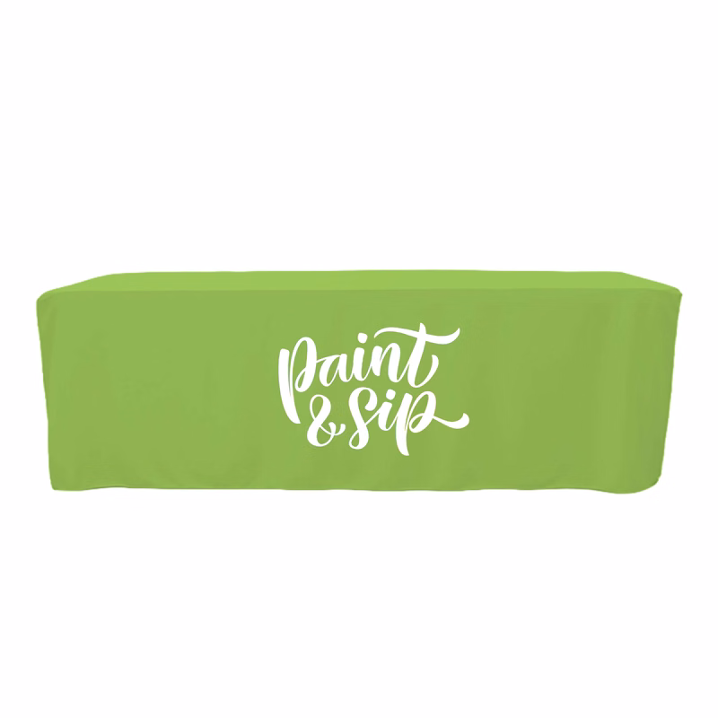 8 ft. Fitted PolyKnit Table Cover (One Color Logo)
