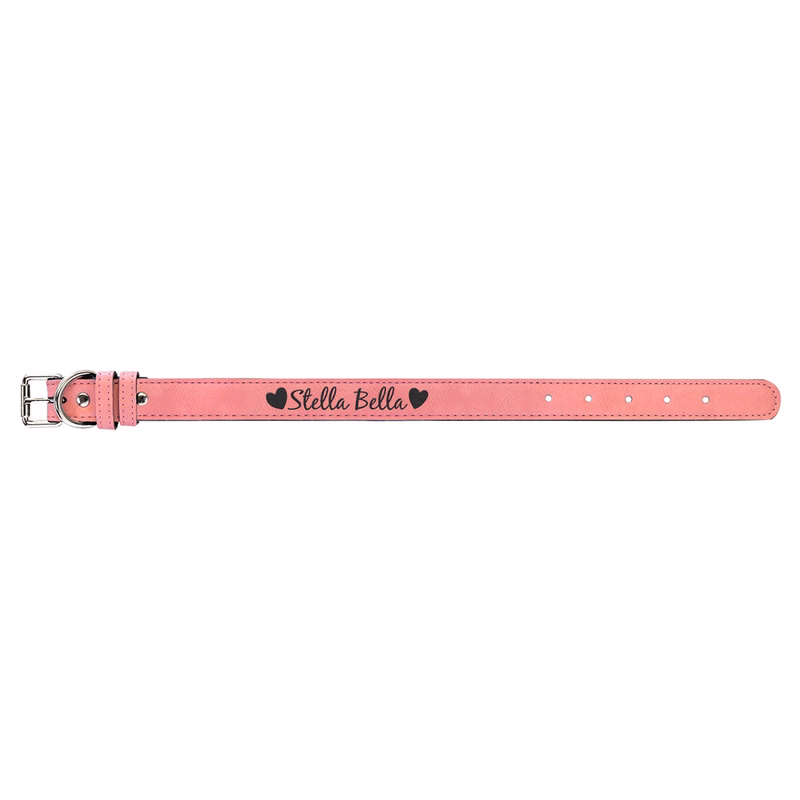 19" x 1" Pink Leatherette Dog Collar