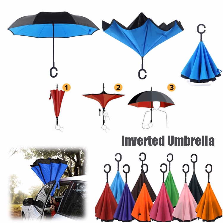 C shaped Hands Inverted Auto Umbrella / Beach Sun Umbrella