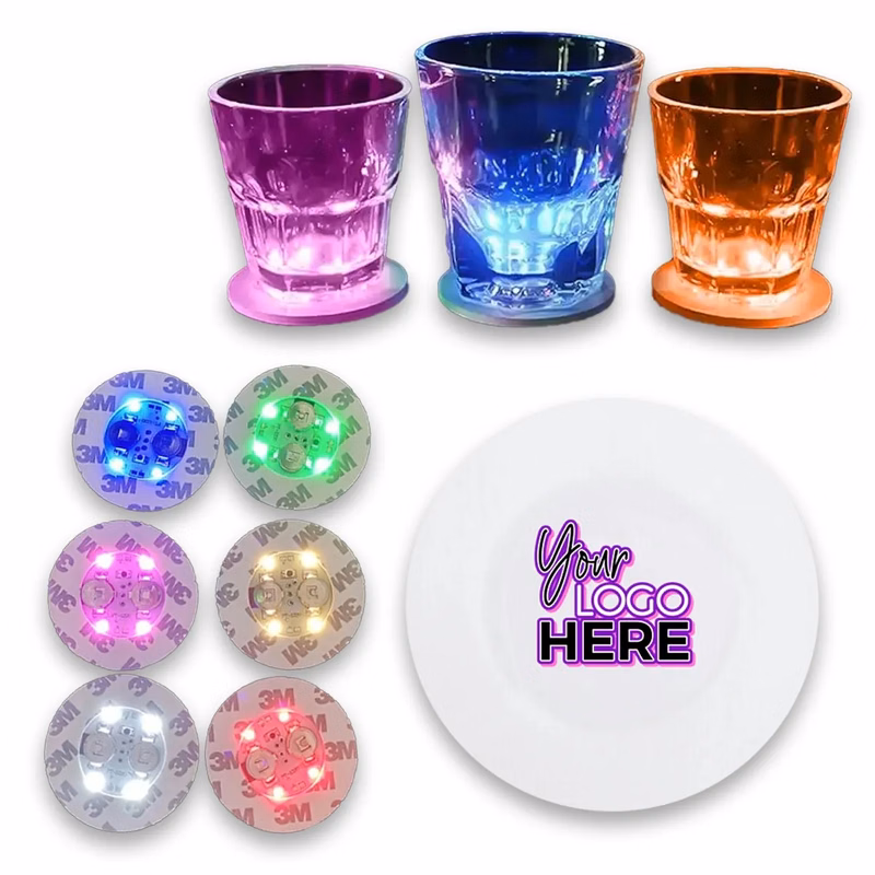 LED Coasters Light Sticker Waterproof Mat For Bottle Cup