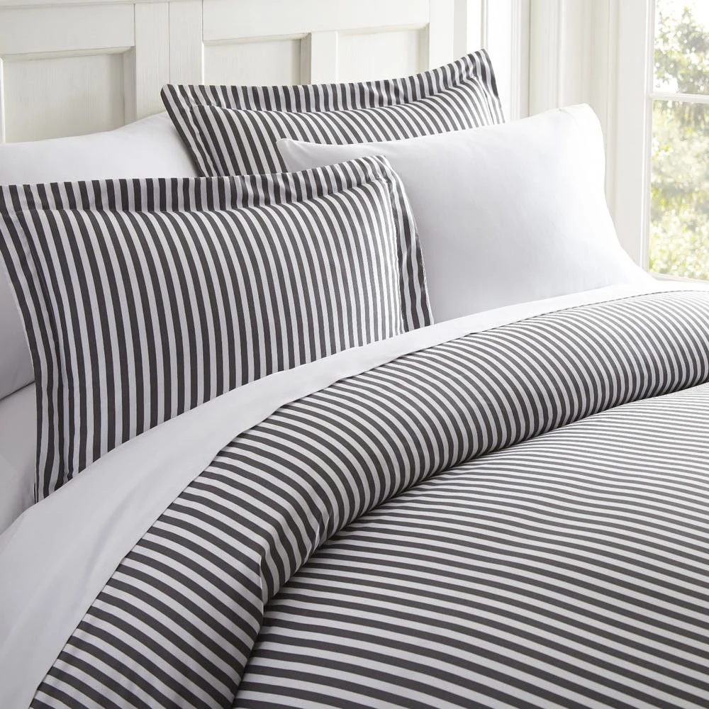 Duvet Cover Sets - Gray Ribbon Pattern Twin 2 Piece 1