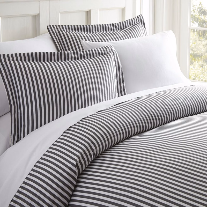 Duvet Cover Sets - Gray Ribbon Pattern Twin 2 Piece