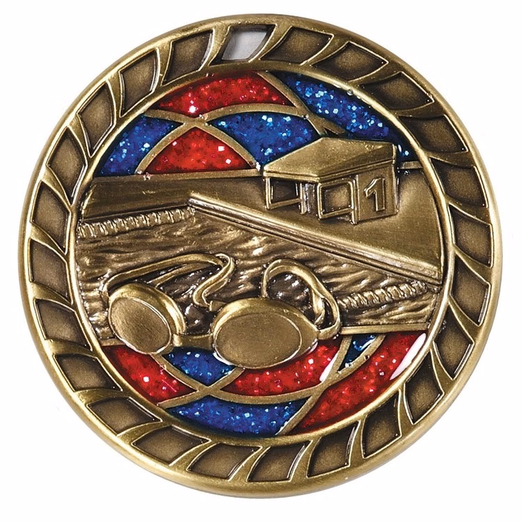 Swimming Glitter Medal, 2 1/2"