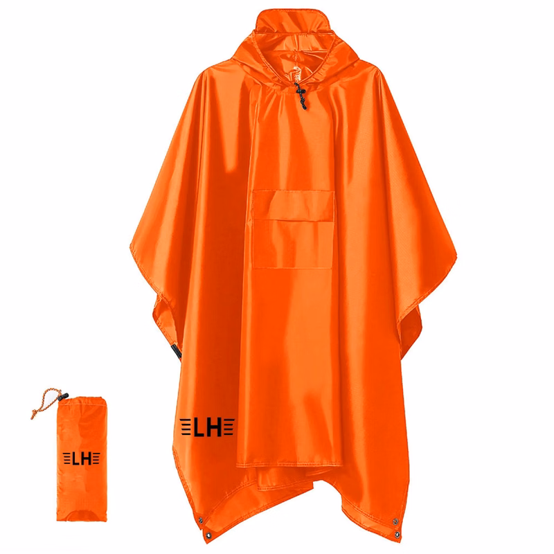 3 in 1 Hooded Rain Poncho W/ Closure Bag