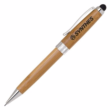 Eco-Friendly Bamboo Stylus Pencil with Chrome Trim