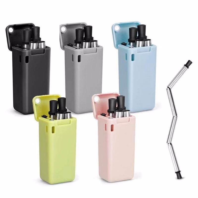 Collapsible Stainless Steel Drinking Straws Portable Set