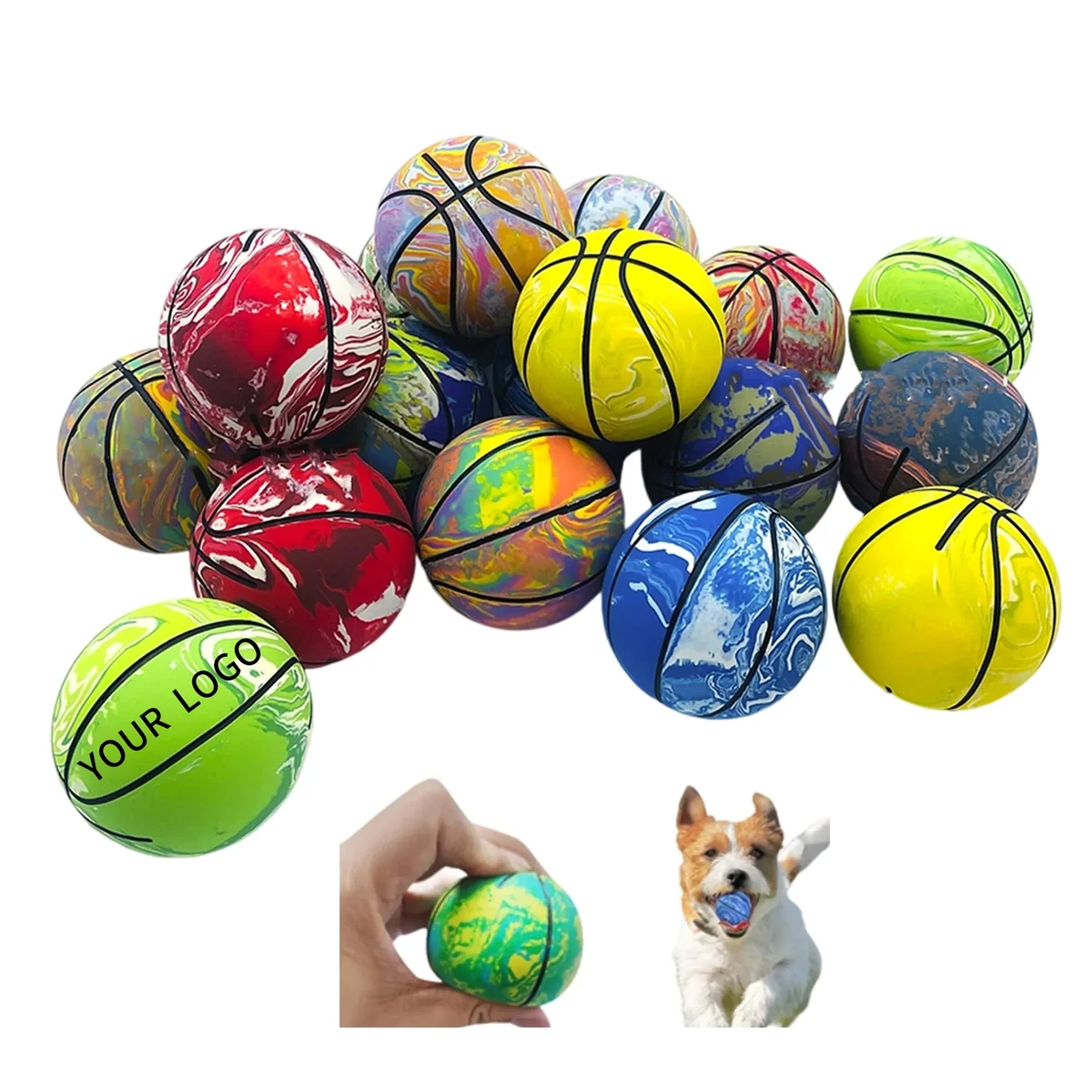 Rubber Bouncy Ball Mini Basketball Dog Toy 1