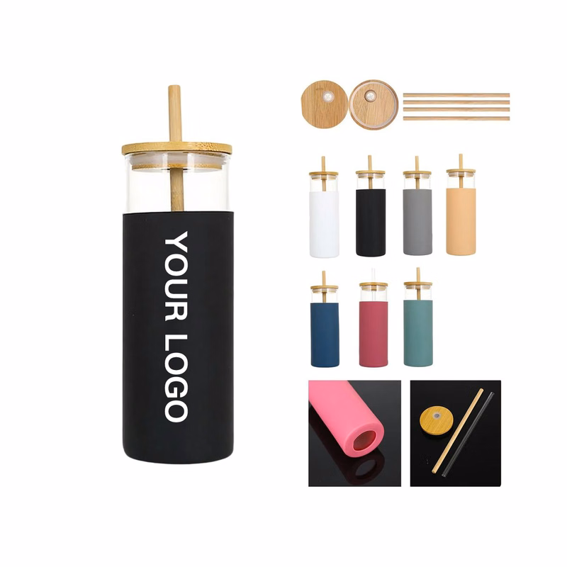 Glass Travel Cup with Leakproof Lid and Straw