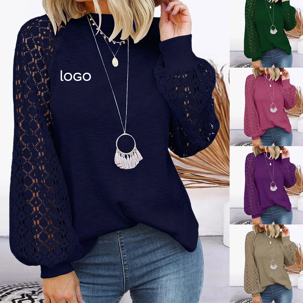Women's Long-sleeved Lace Loose Shirt 1