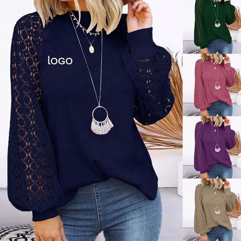 Women's Long-sleeved Lace Loose Shirt