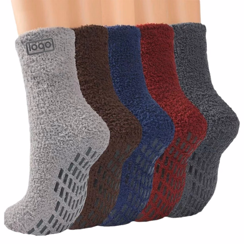 Men's Home Slippers with Grip Socks Non-Slip