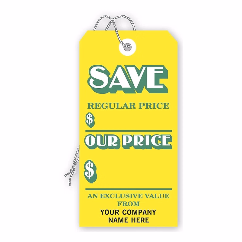 Tags - SAVE, Stock, Yellow, Large