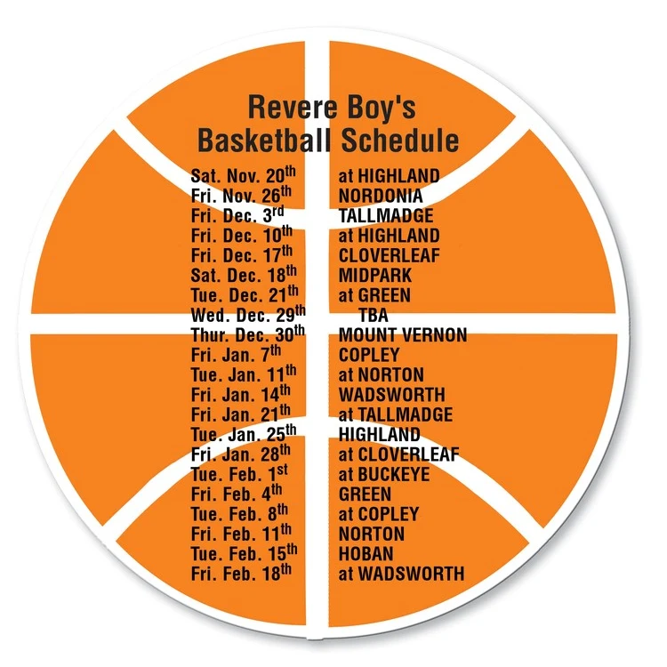20 Mil Basketball Schedule Magnet - Full Color 1
