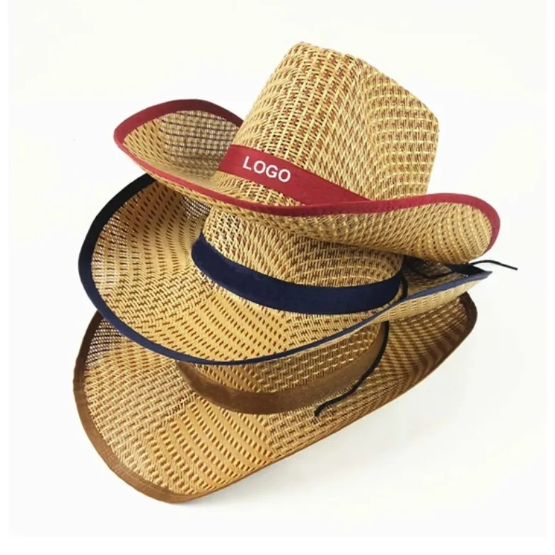 Straw Cowboy Hat with Logo Band 1