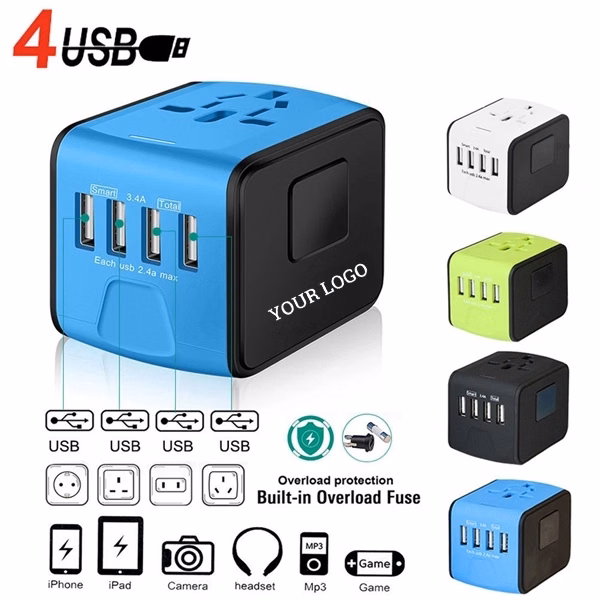 Universal Travel Adapter with 4 USB and AC Outlet