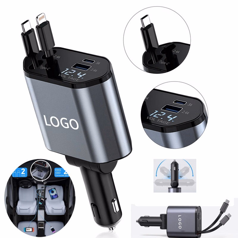 4 in 1 Retractable Fast Car Phone Charger