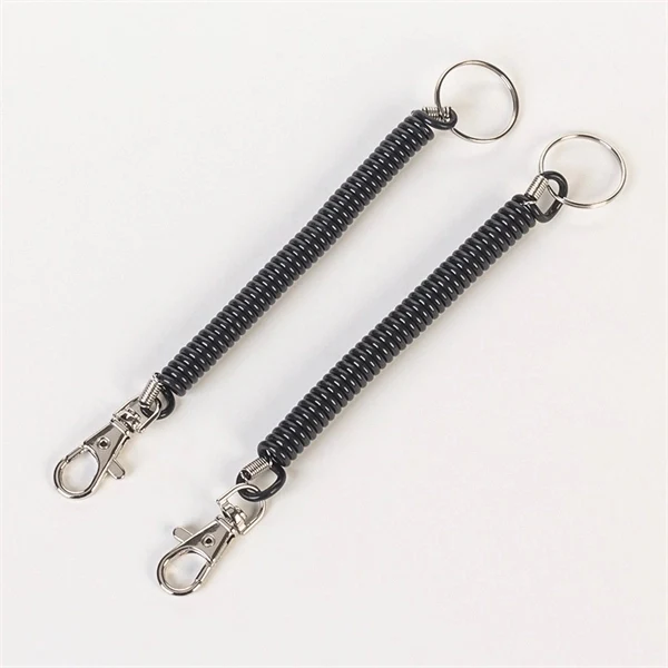 custom spring plastic roll rope lanyard key chain 1