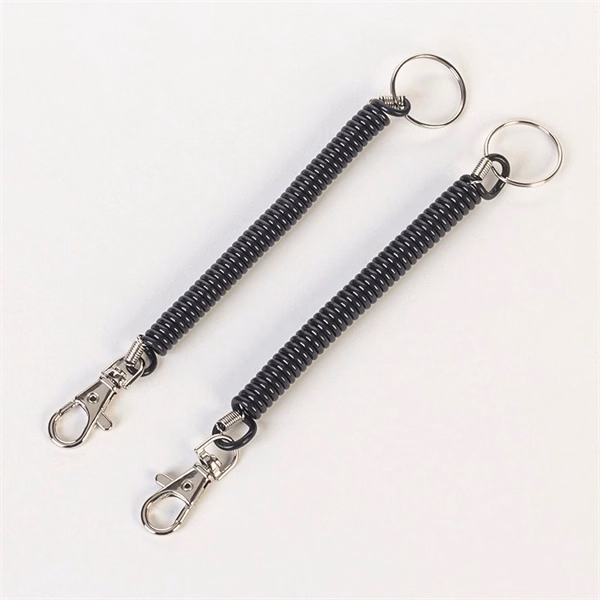 custom spring plastic roll rope lanyard key chain