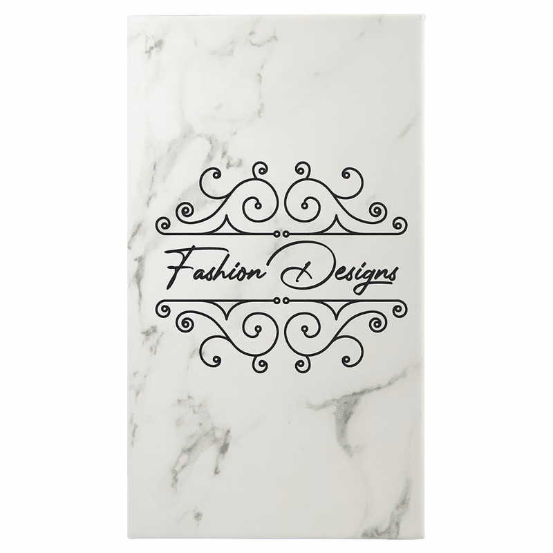 5 1/4" x 8 1/4" White Marble Leatherette Sketch Book-Unlined Paper