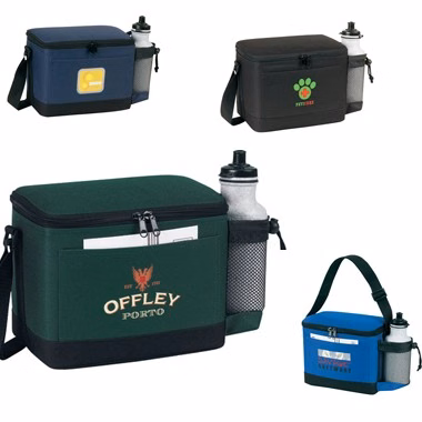 2-tone 6 pack cooler w/bottle holder