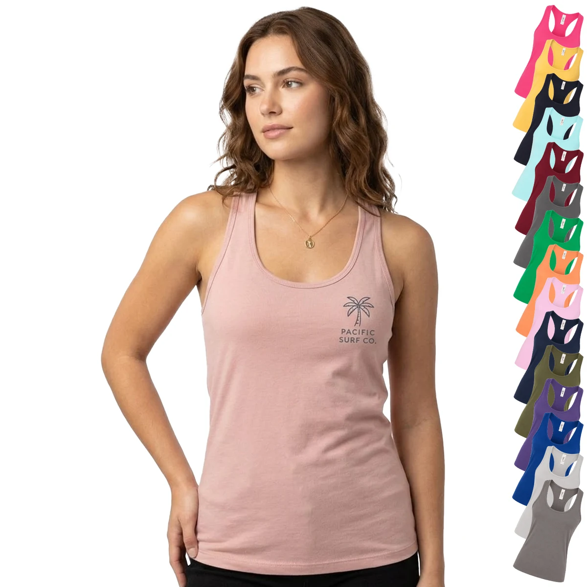 Next Level 3.7 oz. 65/ 35 Cotton/ Polyester Ladies Racer Back Tank Tops 1