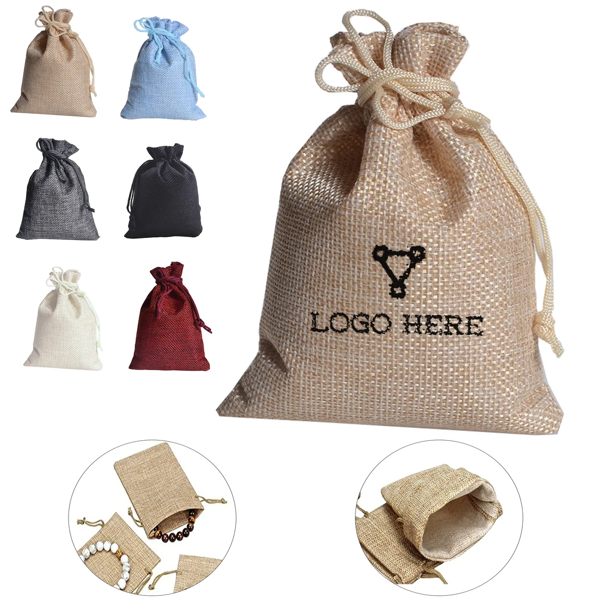 Vintage Jewelry Burlap Pouch 1