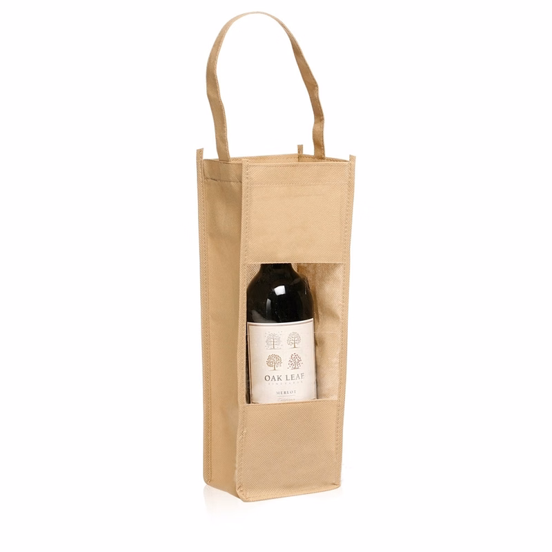 PVC Window Non-Woven Wine Tote Bag