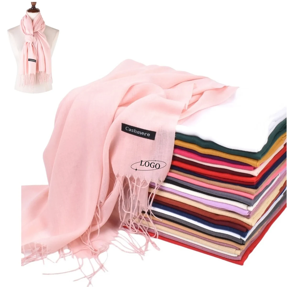 Soft Cashmere Winter Scarf With Fringes 1
