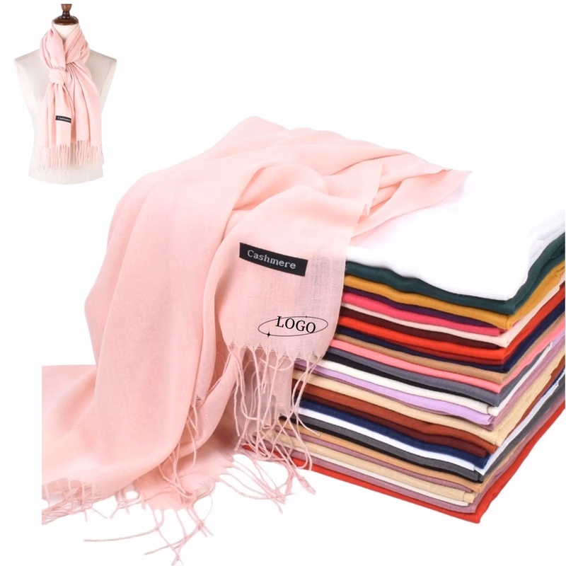 Soft Cashmere Winter Scarf With Fringes