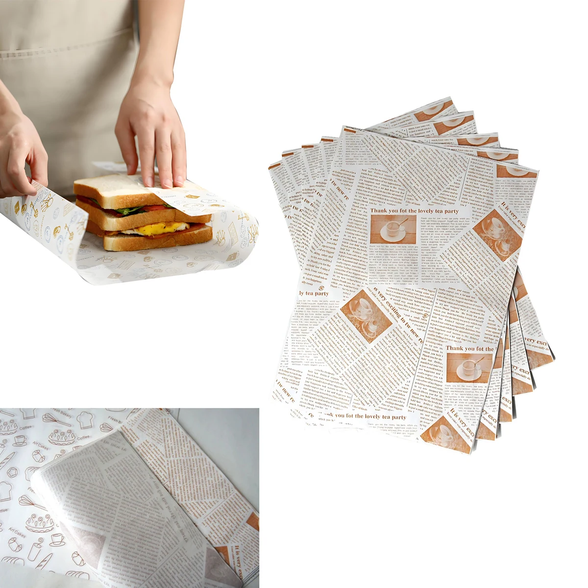 Customized Disposable Sandwich Packaging Paper 1