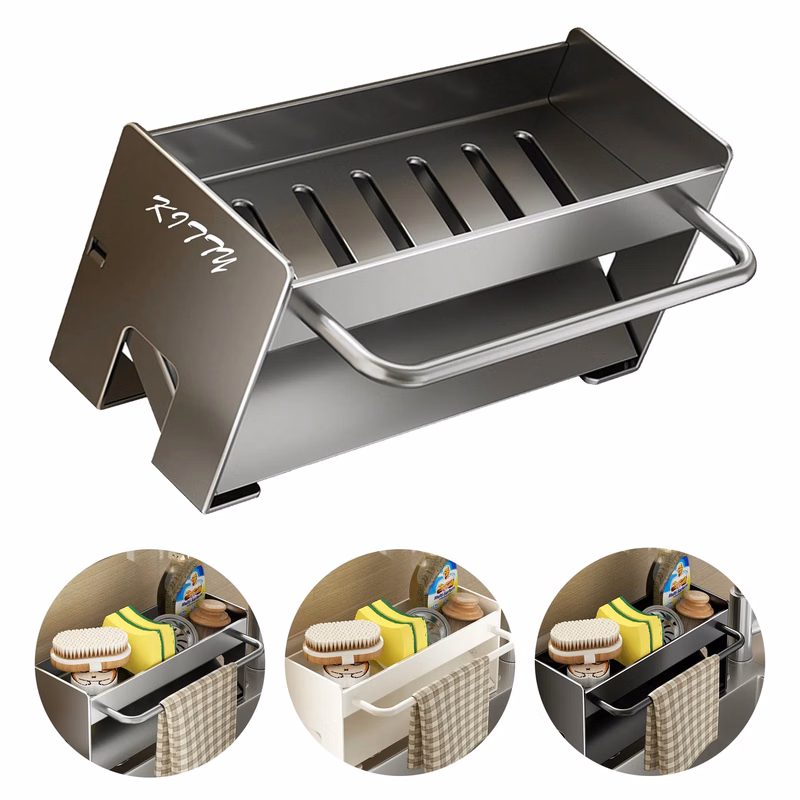 Floor-Standing Countertop Drain Rack for Sink Rags & Wipes
