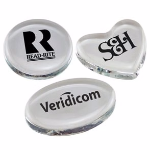 Clear Glass Paperweight - Screen Printed