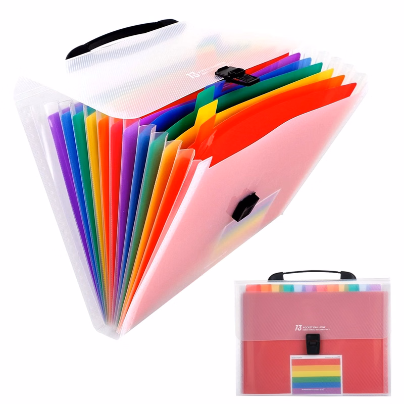 13 Pockets Expandable Multicolor File Folder With Handle