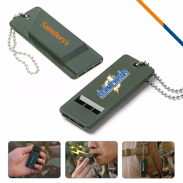 Custom ABS Plastic Multi Audio Safety Whistle Keychain 2.76 Inches — Outdoor Promo