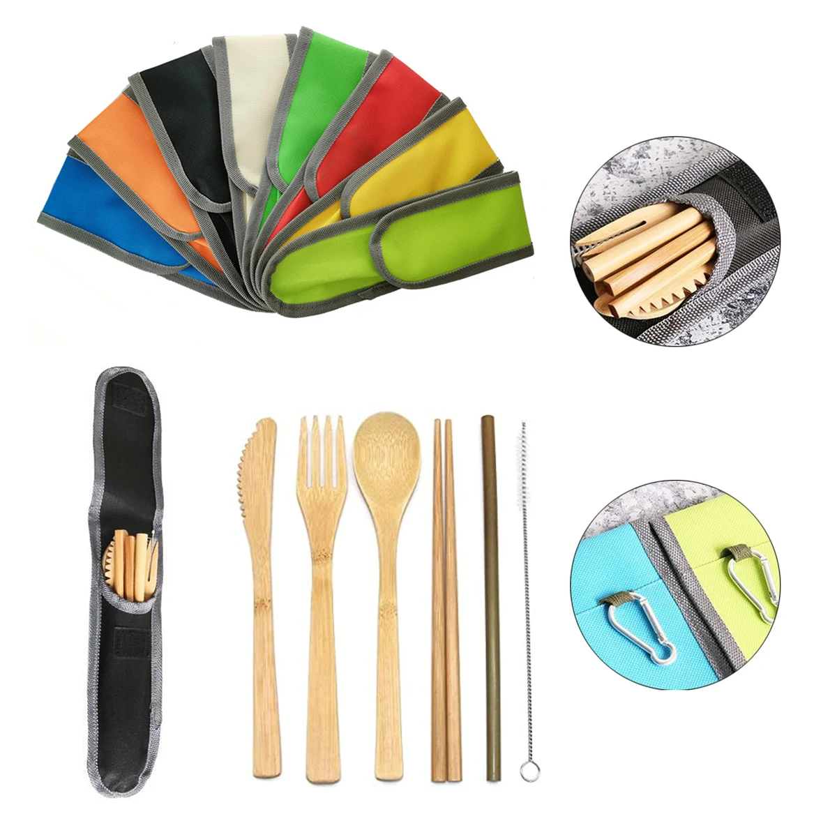 Bamboo Utensil Cutlery Set With Travel Bag 1