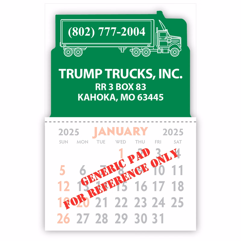 Kwik-Stik 6 Mill Smooth Vinyl Calendar w/ Semi-Truck Top