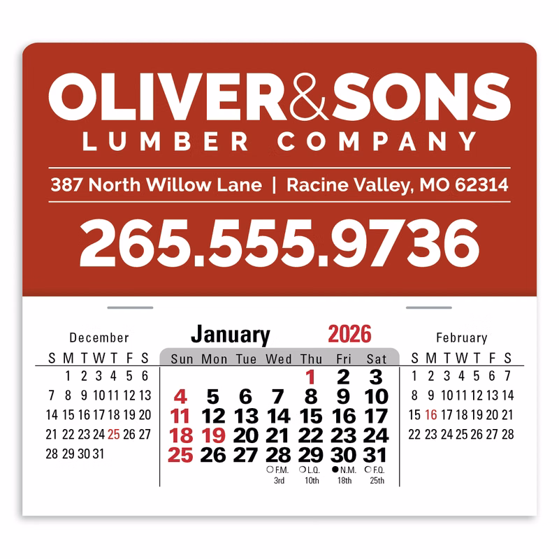 Triumph® Calendars Press-N-Stick XL Header with 3-Month Horizontal Calendar
