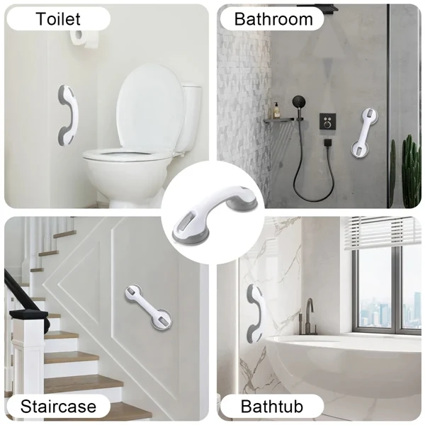 Custom 12 Inch Plastic Bathroom Safety Grab Bar with Suction Cups — Care Facility Gift 1