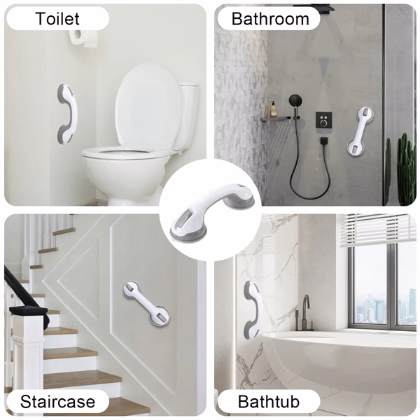 Custom 12 Inch Plastic Bathroom Safety Grab Bar with Suction Cups — Care Facility Gift