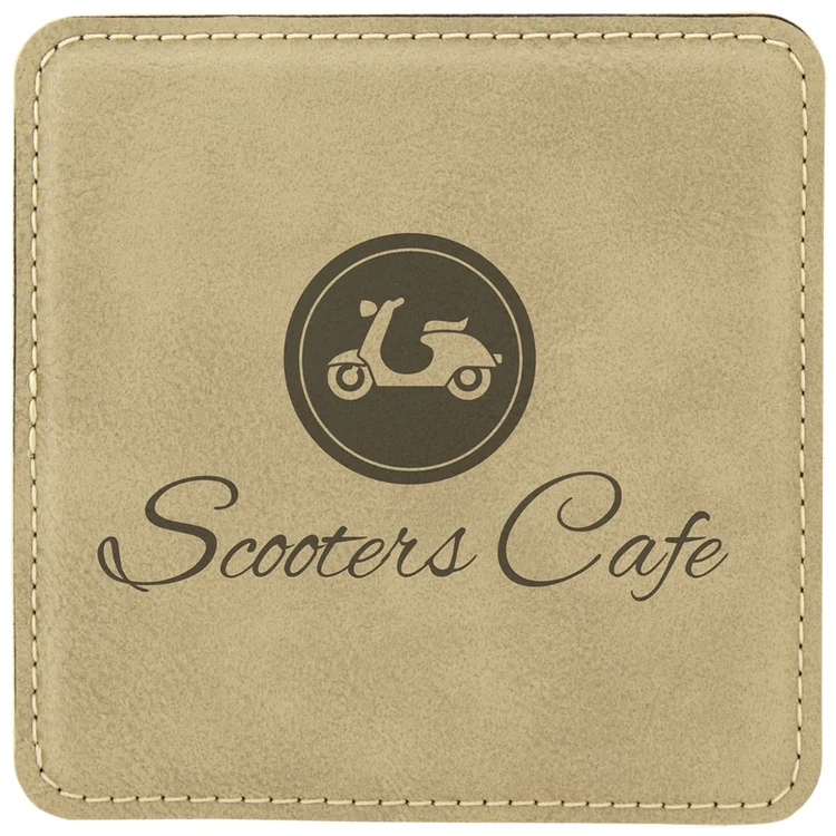 Light Brown Leatherette Individual Square Coaster 1
