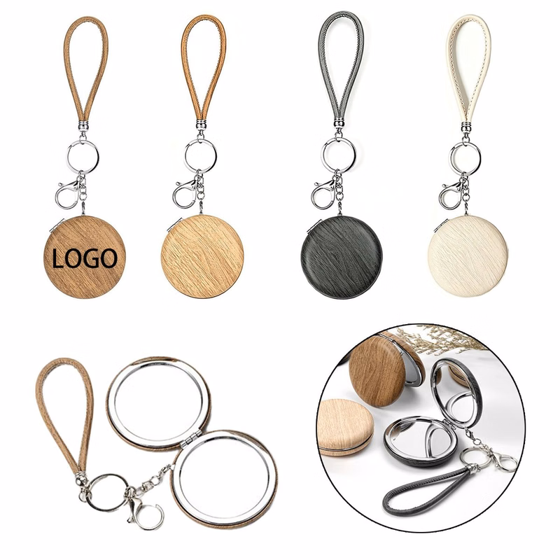 Mini Wood Grain Cosmetic Mirror