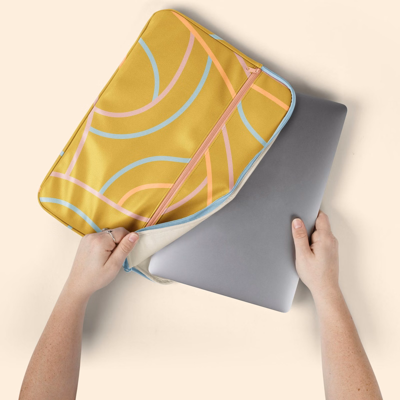 ZIPPERED POCKET LAPTOP SLEEVES - VEGAN LEATHER - LARGE - 15"