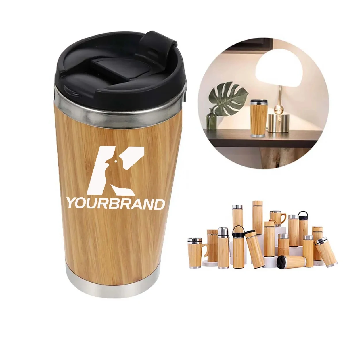 450ml Insulated Bamboo shell StainlessSteel Drinking Tumbler 1