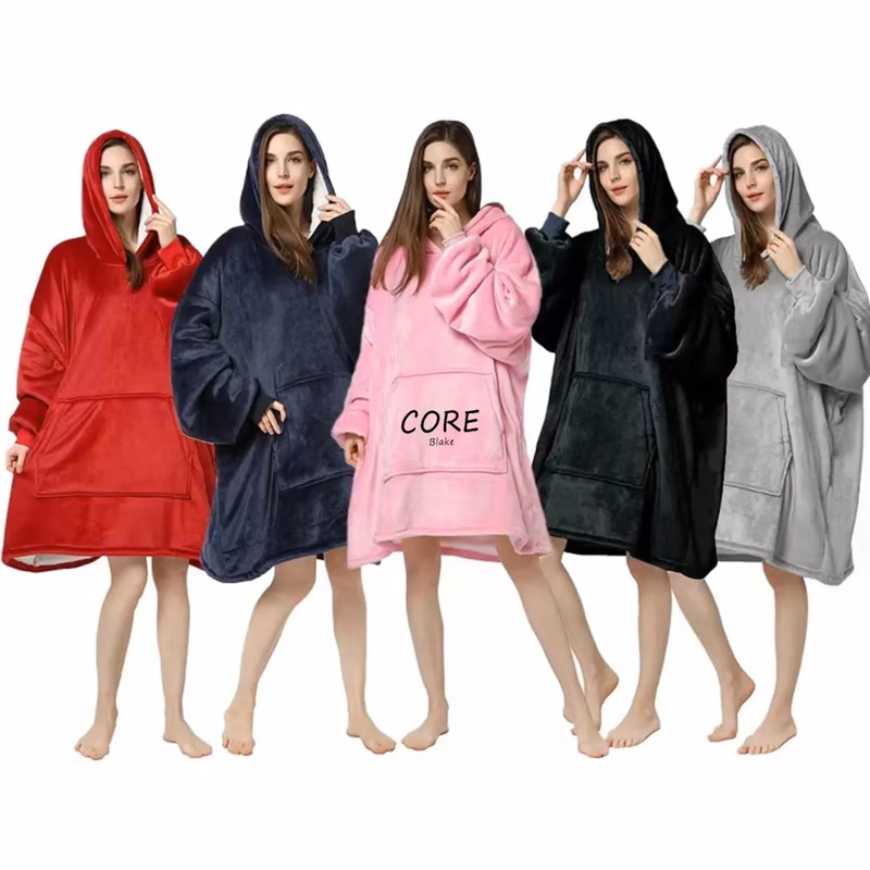 Oversized Microfiber Sherpa Wearable Blanket
